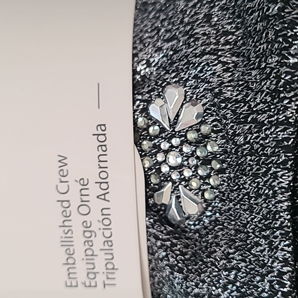 NWT Women's ALDO Black and Gray Embellished Crew Socks - 3 Pack - Picture 3 of 7